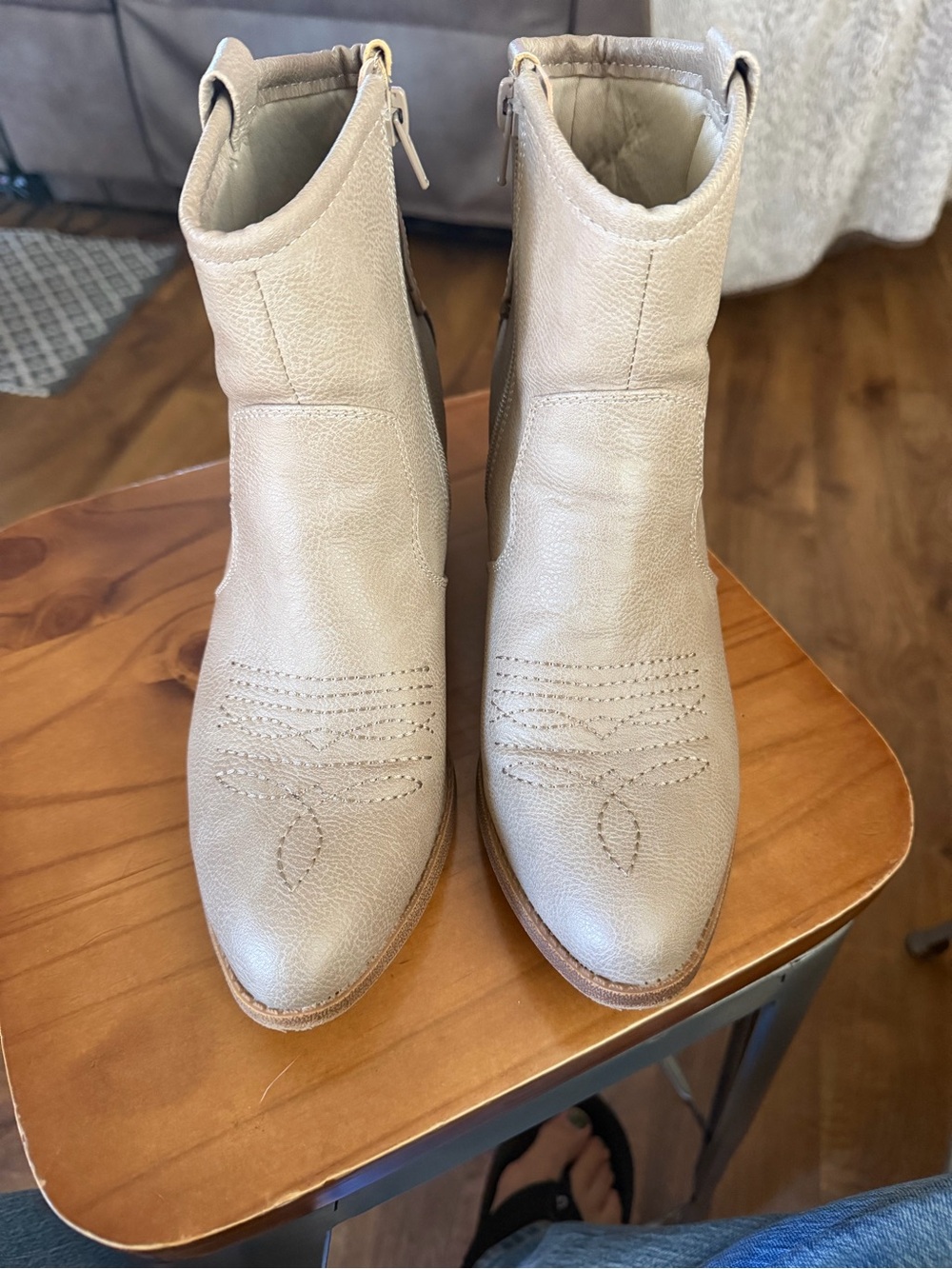 UNIONBAY Taupe/Cream Ankle Booties with Subtle Stitching